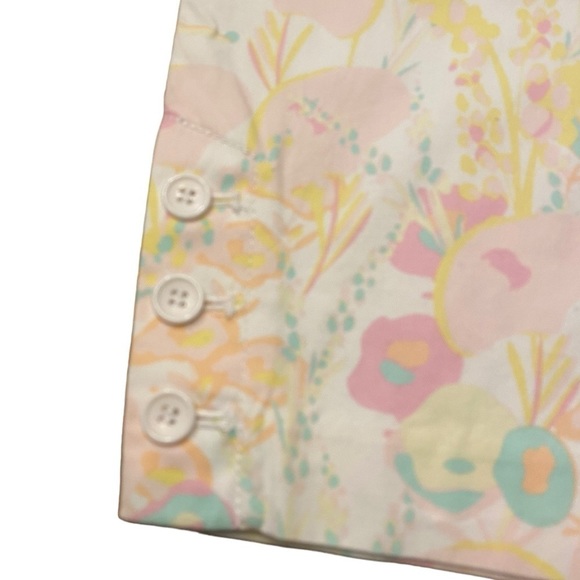 Talbots Perfect Crop floral and white, size 12, button detail on ankle. - Picture 6 of 14